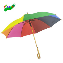 Stick ladies rainbow color wood umbrellas, 8colored the new taiwan rainbow umbrella hat